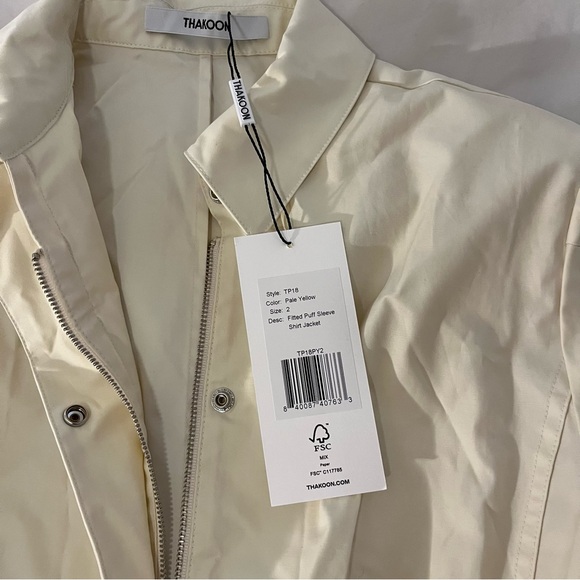 BNWT Thakoon Fitted Puff Sleeve Shirt Jacket Size 2 Pale Yellow $295 - Picture 8 of 9